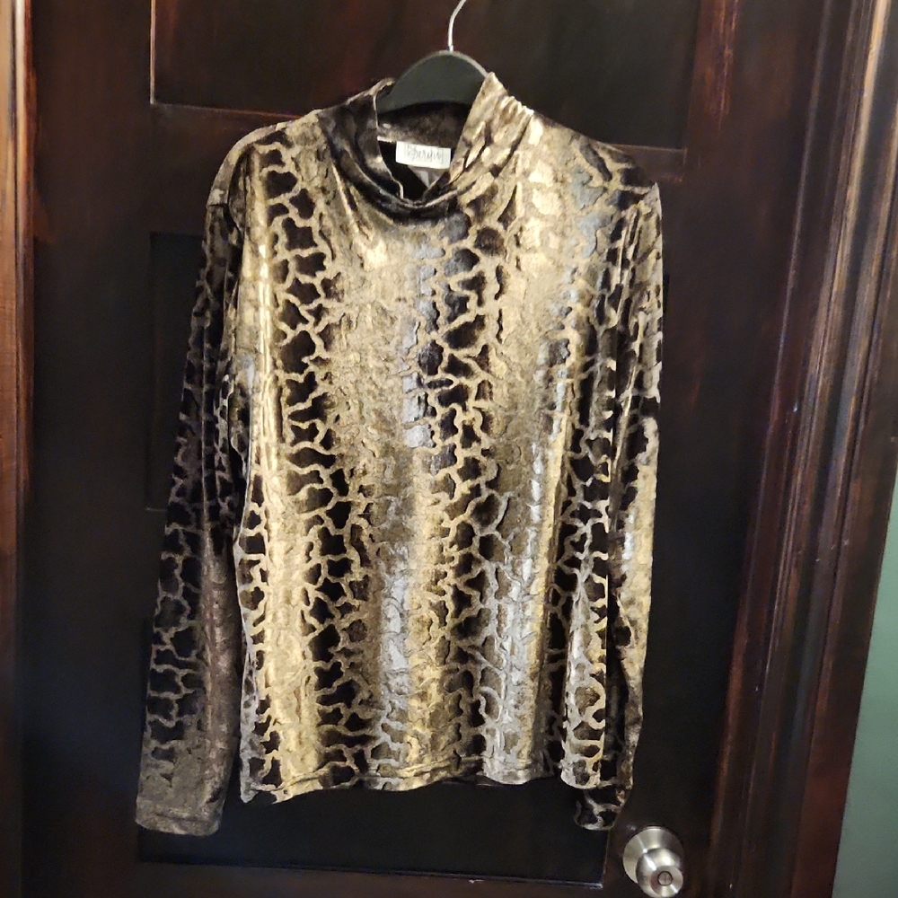 Gold and Black Animal Print Top